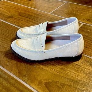 Vionic gold shimmer penny loafers.